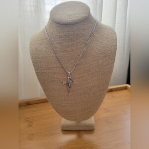 Vintage Rose Cross Necklace Goth Pendant Necklace